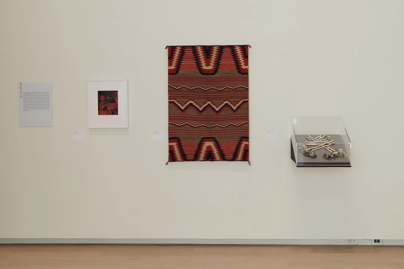 Installation view of the exhibition "Object Relations: Indigenous Belongings", on view at the Wallach Art Gallery, Columbia University December 4, 2021-March 12, 2022.