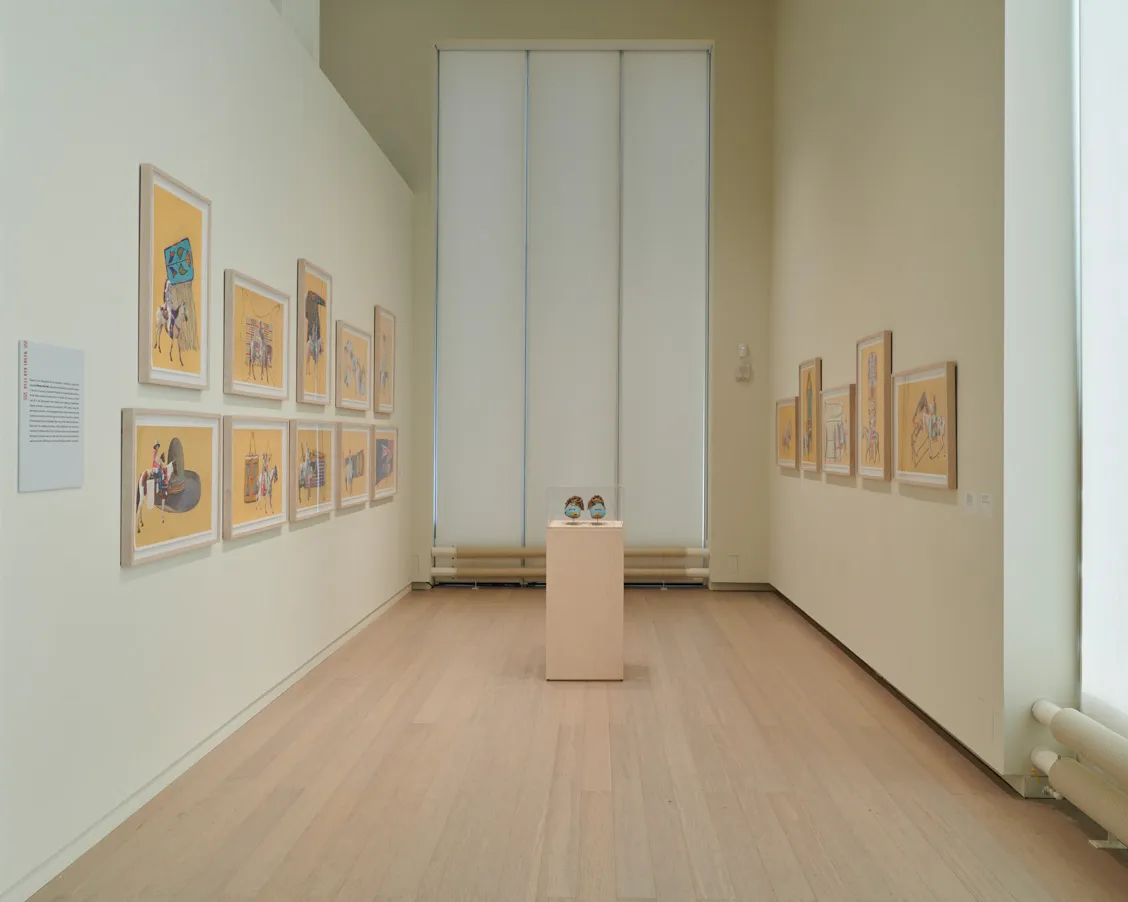 Installation view of the exhibition "Object Relations: Indigenous Belongings", on view at the Wallach Art Gallery, Columbia University December 4, 2021-March 12, 2022.