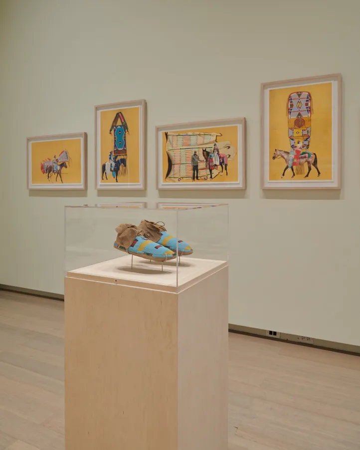 Installation view of the exhibition "Object Relations: Indigenous Belongings", on view at the Wallach Art Gallery, Columbia University December 4, 2021-March 12, 2022.