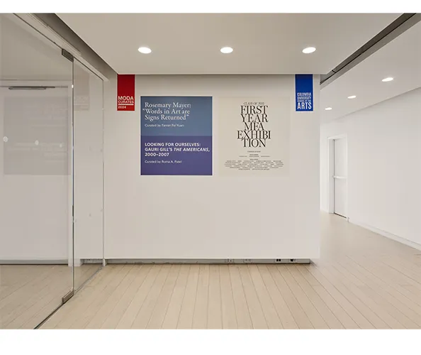 Installation view of "Rosemary Mayer: Words in Art are Signs Returned," on view at the Wallach Art Gallery from March 23 - April 7, 2024. Photograph by Olympia Shannon. Courtesy the Wallach Art Gallery.