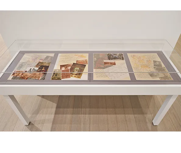 Installation view of "Rosemary Mayer: Words in Art are Signs Returned," on view at the Wallach Art Gallery from March 23 - April 7, 2024. Photograph by Olympia Shannon. Courtesy the Wallach Art Gallery.