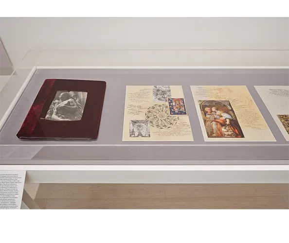 Installation view of "Rosemary Mayer: Words in Art are Signs Returned," on view at the Wallach Art Gallery from March 23 - April 7, 2024. Photograph by Olympia Shannon. Courtesy the Wallach Art Gallery.