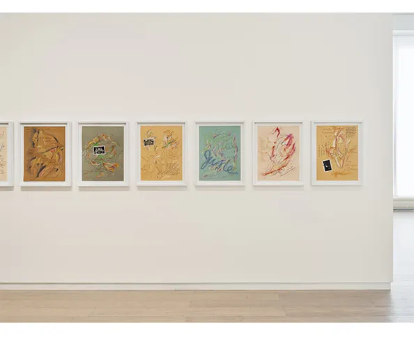 Installation view of "Rosemary Mayer: Words in Art are Signs Returned," on view at the Wallach Art Gallery from March 23 - April 7, 2024. Photograph by Olympia Shannon. Courtesy the Wallach Art Gallery.