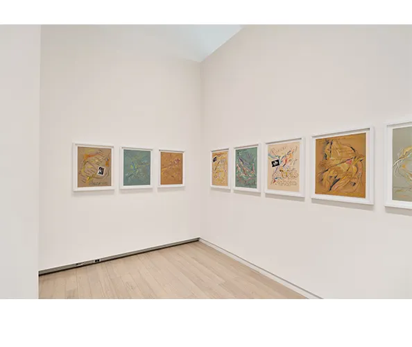 Installation view of "Rosemary Mayer: Words in Art are Signs Returned," on view at the Wallach Art Gallery from March 23 - April 7, 2024. Photograph by Olympia Shannon. Courtesy the Wallach Art Gallery.