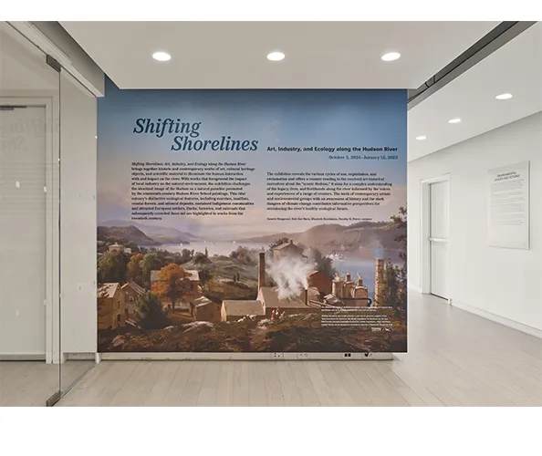 Installation view of "Shifting Shorelines: Art, Industry, and Ecology along the Hudson River.” Photograph by Olympia Shannon.