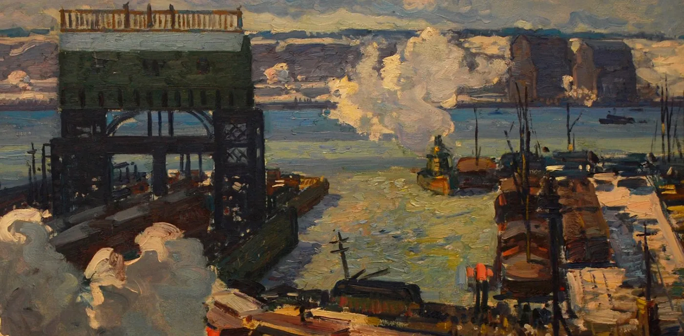 Gifford Beal, "Freight Yards," 1915 (detail). Oil on canvas. Everson Museum of Art, Museum purchase with funds from American Art Fund