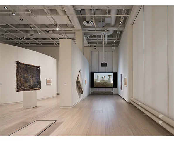 Installation view of the exhibition "Skins: Not Our Own," on view at the Wallach Art Gallery from March 28 - April 12, 2026. Photograph by Olympia Shannon. Courtesy the Wallach Art Gallery.