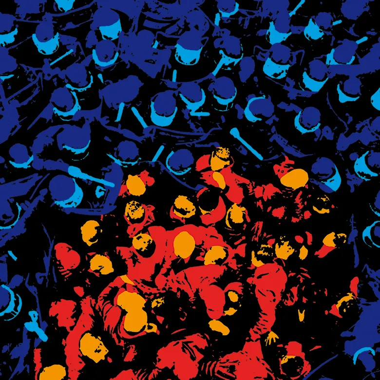 Mourad Krinah, "The Sunday Waltz 3 — Tribute to Paolo Uccello" (detail), 2019. 