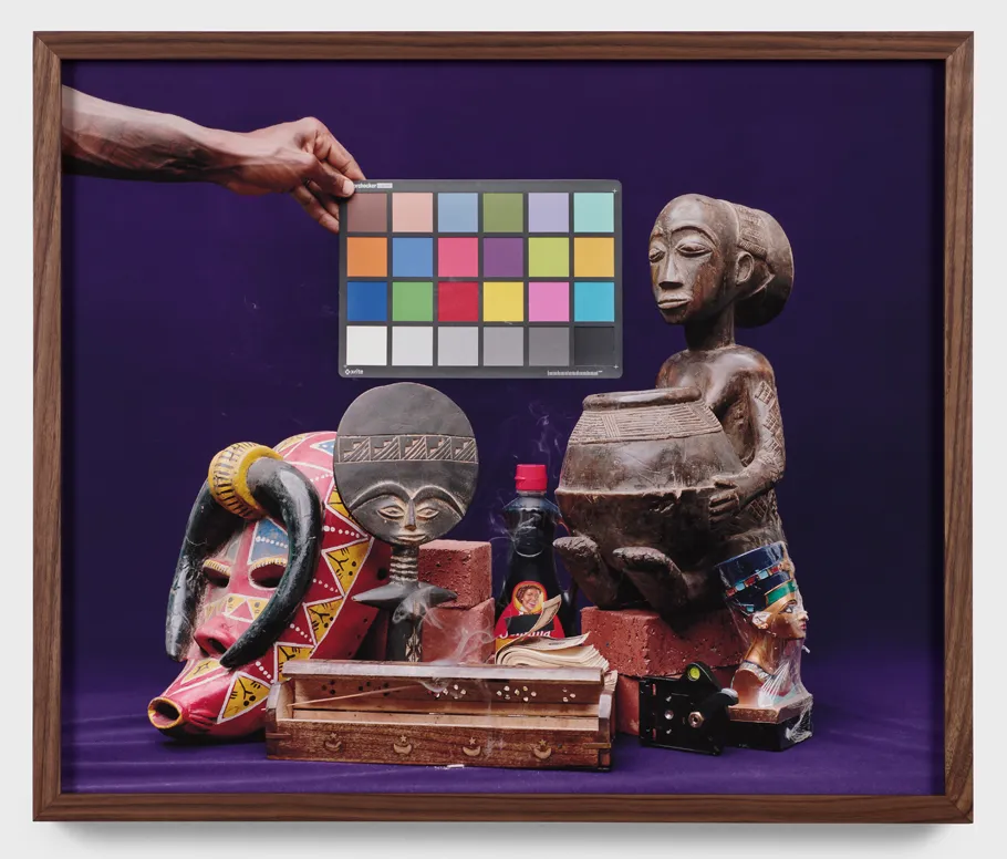 Awol Erizku, "Origin of Afro-Esotericism," 2018-2020. Framed archival pigment print; 21 x 24 x 2 in. Courtesy the artist and Night Gallery, Los Angeles.