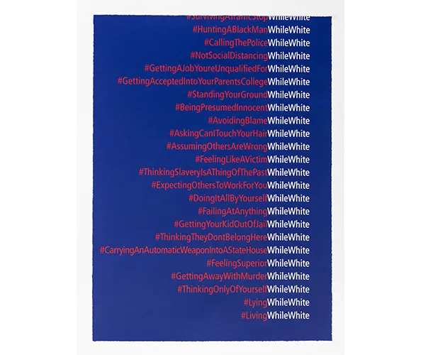 Dread Scott, While White, 2001. Screenprint on paper, Courtesy the artist.