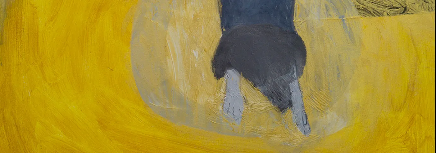 Detail of the painting "Walla, Yellow", 2018 by Maggie Goldston