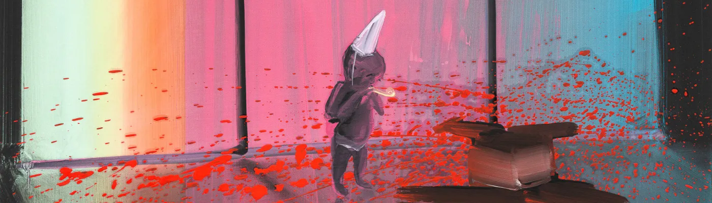 Tala Madani, Situation Room, 2020 (detail). Oil on linen, 16 x 23 in. Image @ Tala Madani. Courtesy 303 Gallery, New York. Photo: Elon Schoenholz
