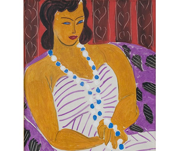 Henri Matisse, Dame à la robe blanche [Woman in White] (detail), 1946, Oil on canvas; 96.5 x 60.3 cm. Des Moines Art Center, Acc. No. 1959.40. Courtesy The Matisse Foundation. © 2017 Succession H. Matisse / Artists Rights Society