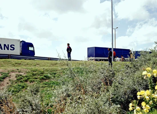 Bruno Serralongue, Passer en Angleterre. Accès terminal transmanche, Calais, juillet 2007, 2007. Ilfochrome mounted on aluminum with plexiglass box.