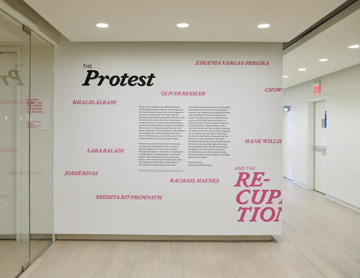Installation view from the exhibition “The Protest and The Recuperation” on view June 12 through August 14, 2021 at the Wallach Art Gallery, Columbia University. Photograph by Kyle Knodell.