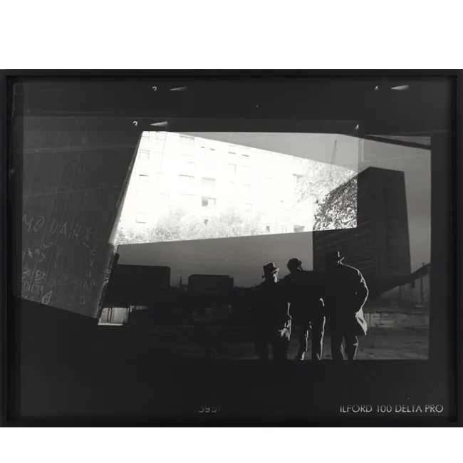 David Maljkovic. Recalling Frames, 2010. Black and white photograph; 42-1/2 x 55 inches. Courtesy the artist and Metro Pictures, New York.