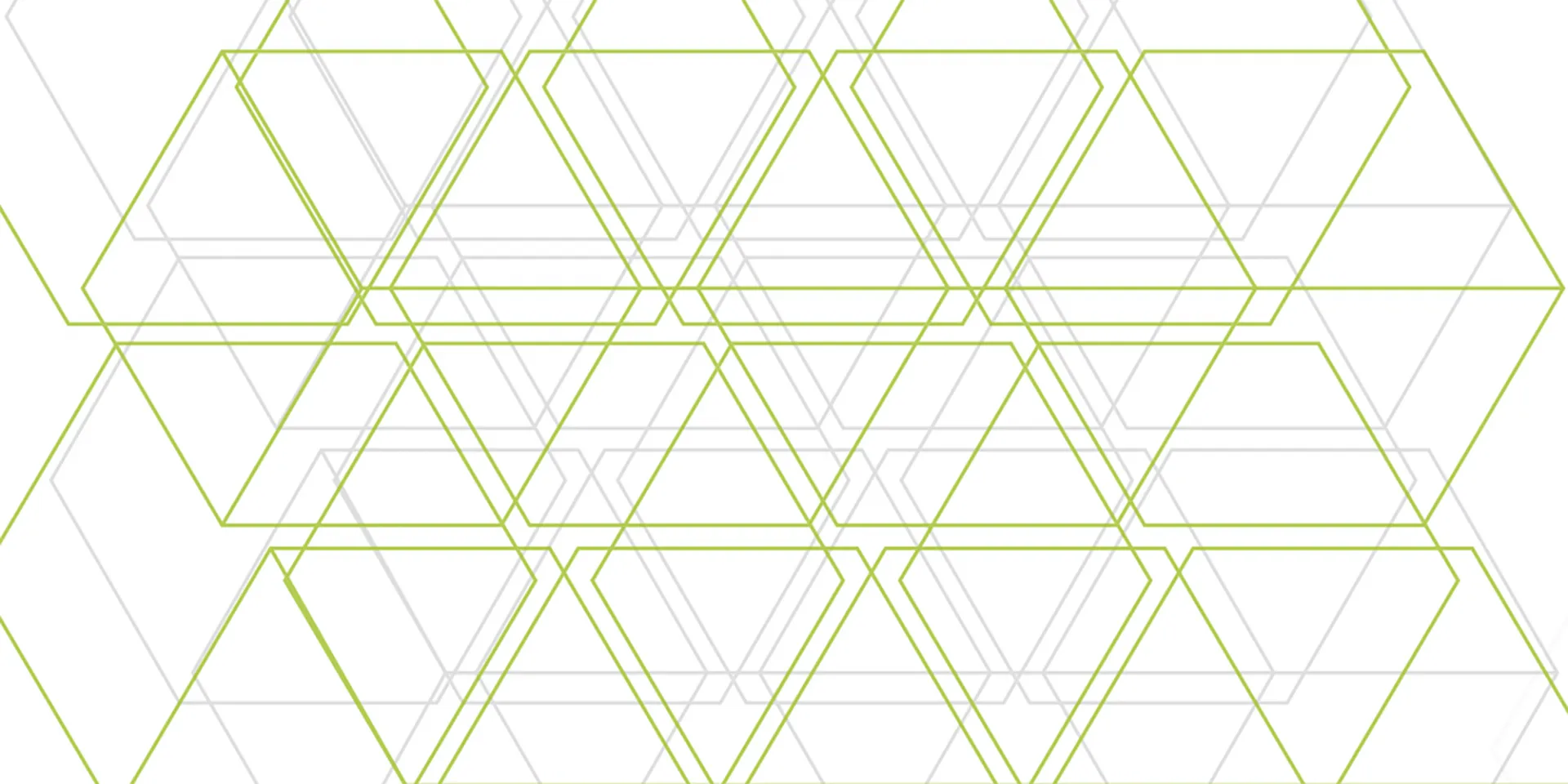 graphic illustration with green and grey interlocking triangular shapes